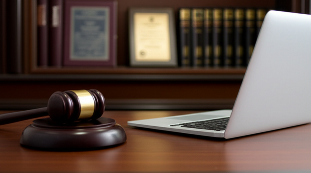 Professional legal office with gavel